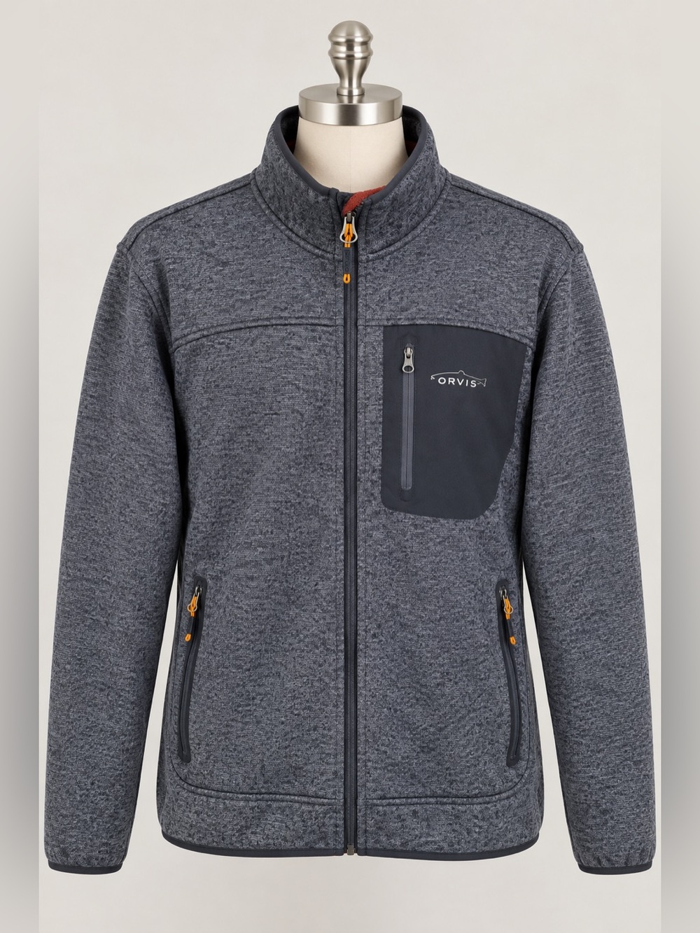 Orvis Men L Sweater Fleece Full Zip Jacket Outdoor Hiking Fishing Performance